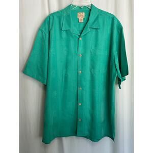 Jos. A. Banks Green on Green Palm Tree Design Button Down Casual Men's Shirt XL